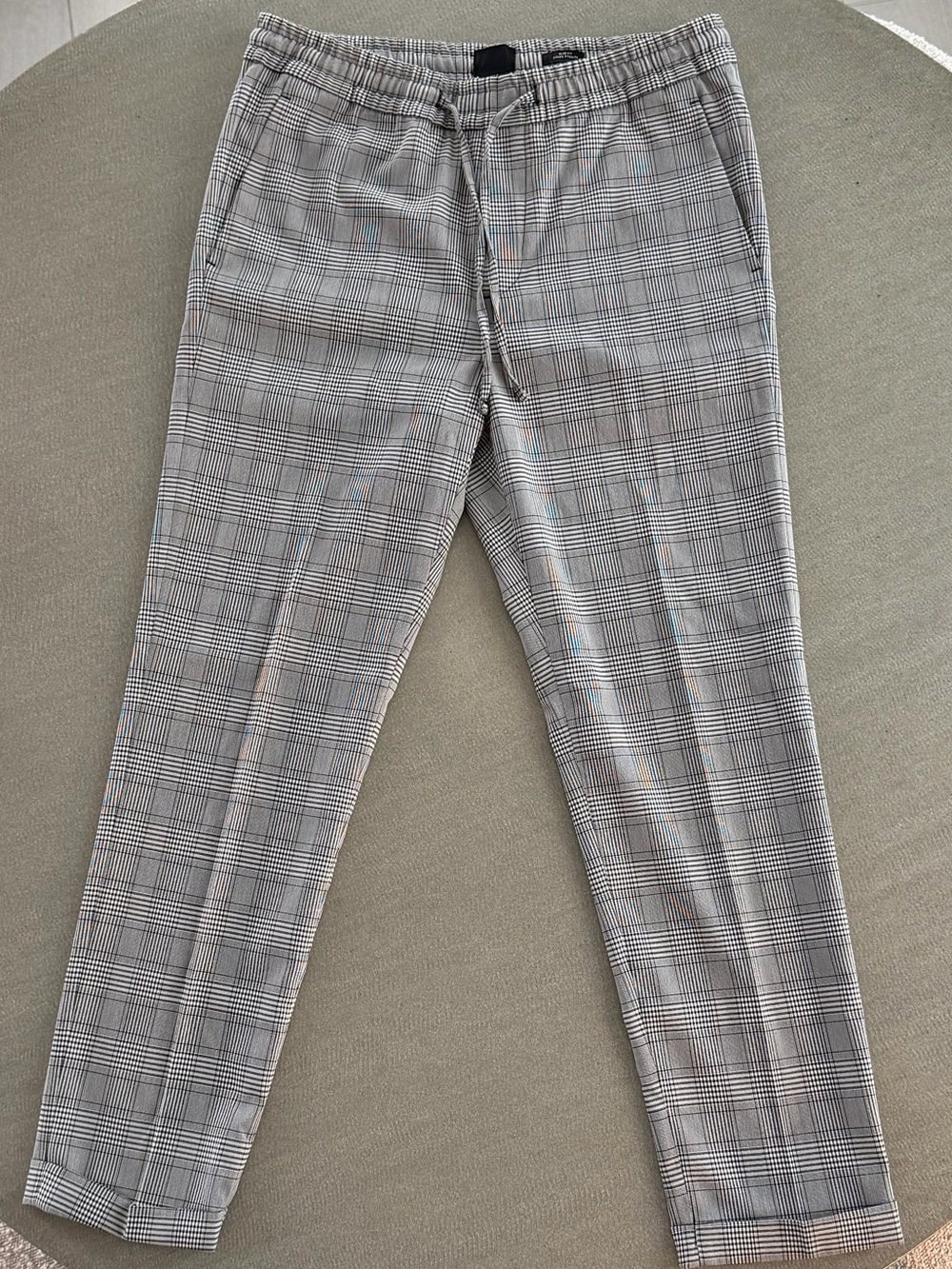 H&M Men’s Gray Plaid Stretch Chinos Sz S